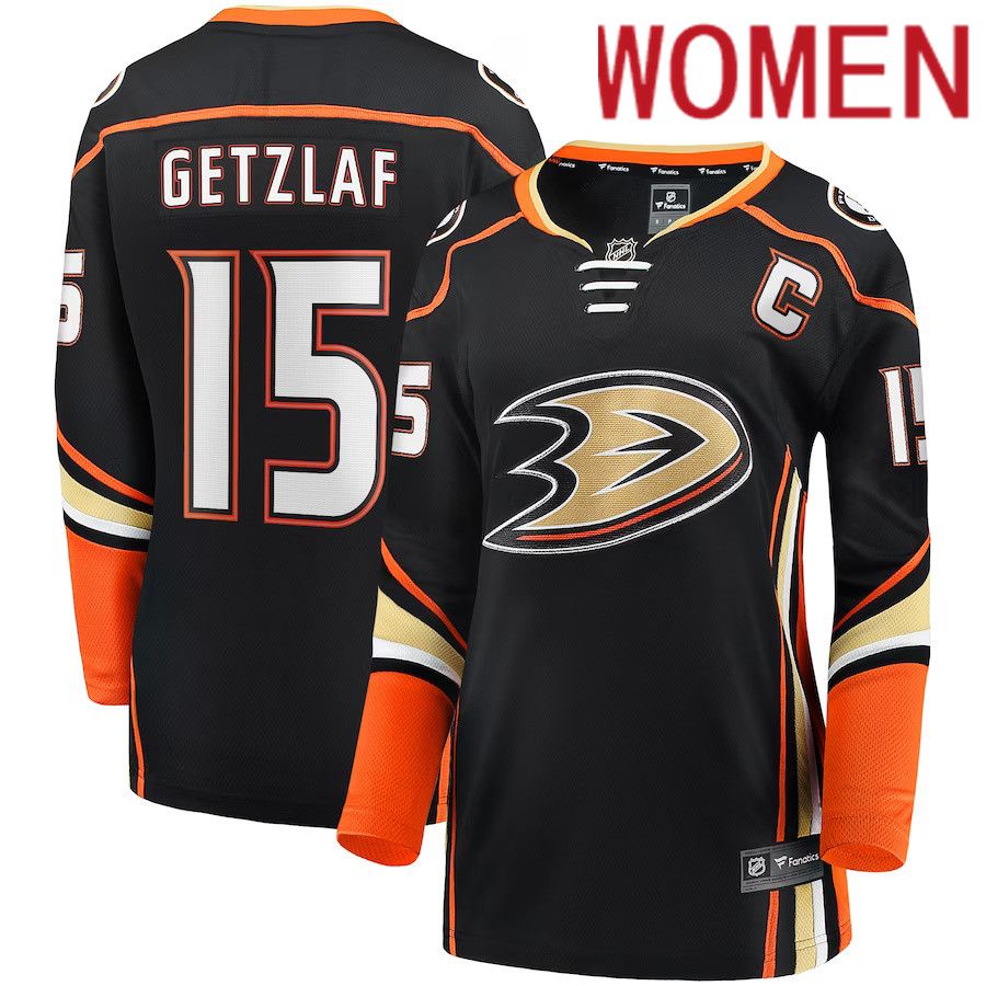 Women Anaheim Ducks 15 Ryan Getzlaf Fanatics Branded Black Breakaway Player NHL Jersey